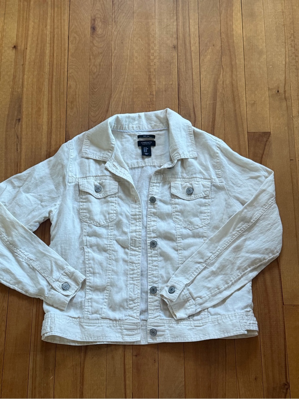 Jones New york Off-White Linen-Blend Jean Jacket